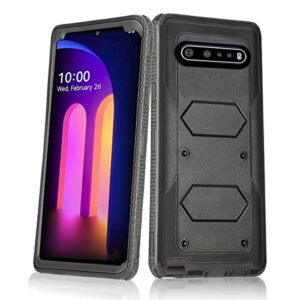 asuwish phone case for lg v60 thinq v60thinq 5g g9 thin q cover hybrid rugged shockproof hard drop proof full body protective heavy duty mobile cell accessories lgv60 v 60 60thinq 60v women men black