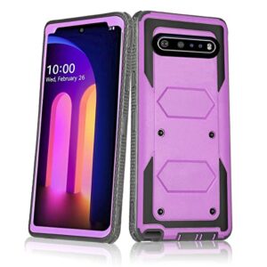 asuwish phone case for lg v60 thinq v60thinq 5g g9 thin q cover hybrid rugged shockproof hard drop proof full body protective heavy duty mobile cell accessories lgv60 v 60 60thinq 60v women purple