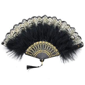 babeyond marabou feather fan 20s vintage folding fan flapper hand fan for costume dancing