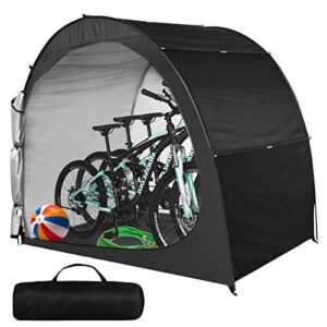 h&zt oversized bike storage tent - 47" depth storage for over 3 bikes waterproof anti-uv outdoor bicycle cover, lawn mower garden tools shed, backyard storage room tent shelter w/fixing peg & ropes