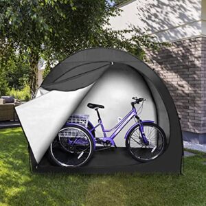 H&ZT Oversized Bike Storage Tent - 47" Depth Storage for Over 3 Bikes Waterproof Anti-uv Outdoor Bicycle Cover, Lawn Mower Garden Tools Shed, Backyard Storage Room Tent Shelter W/Fixing Peg & Ropes