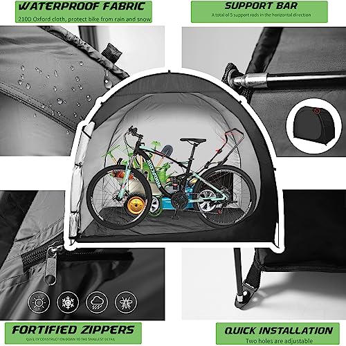 H&ZT Oversized Bike Storage Tent - 47" Depth Storage for Over 3 Bikes Waterproof Anti-uv Outdoor Bicycle Cover, Lawn Mower Garden Tools Shed, Backyard Storage Room Tent Shelter W/Fixing Peg & Ropes