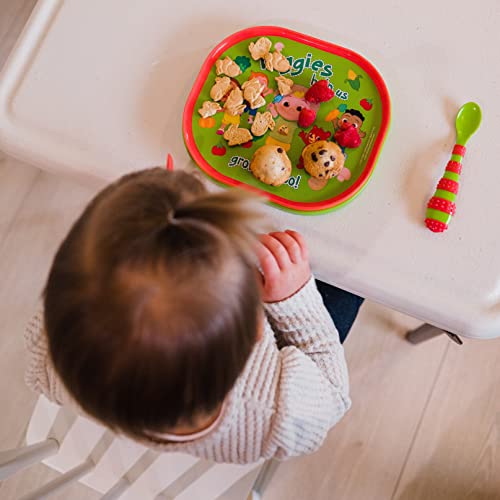 The First Years CoComelon Toddler Dinnerware Set - Plastic Dinnerware Set and Toddler Utensils - 2 Reversible Baby Plates and 4 Textured Baby Spoons