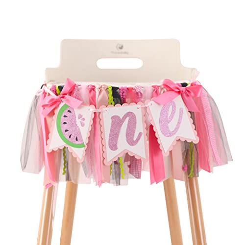 Watermelon High Chair Banner - One in A Melon Watermelon Theme,Pink Watermelon,Watermelon Party Decorations,Smash Cake Photo Prop Backdrop,Girls Firs,Summer Fruit Theme Watermelon First Birthday Party Decorations