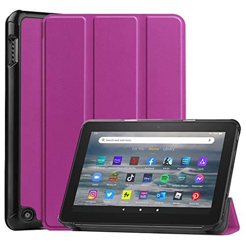 REASUN Case for All-New Fire 7 Tablet (12th Generation, 2022 Release), Slim Lightweight Trifold Stand Cover with Auto Sleep/Wake Case for New Amazon Kindle Fire 7 12th Generation 2022, Purple