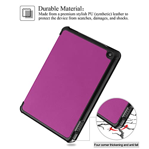 REASUN Case for All-New Fire 7 Tablet (12th Generation, 2022 Release), Slim Lightweight Trifold Stand Cover with Auto Sleep/Wake Case for New Amazon Kindle Fire 7 12th Generation 2022, Purple