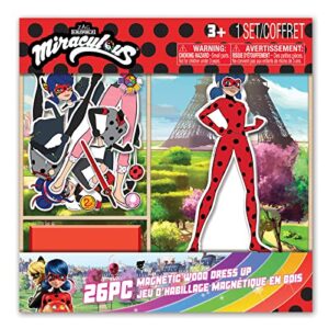 miraculous ladybug-magnetic wood dress up doll. includes 26 colorful magnetic wood pieces. encourages creative play with mix and match fun. great birthday gift for toddler, kids, girls, boys.