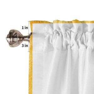 Kitchen Valance for Windows Rod Pocket Curtain Valances Modern Simple Turquoise Teal Privacy Short Curtains Panels Window Treatment for Living Room Bedroom Bathroom Decor Gold Border White Back