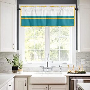 kitchen valance for windows rod pocket curtain valances modern simple turquoise teal privacy short curtains panels window treatment for living room bedroom bathroom decor gold border white back