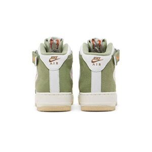 Nike mens Air Force 1 Mid Qs, White/Oil Green/Sail/Total Ora, 10.5