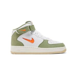 Nike mens Air Force 1 Mid Qs, White/Oil Green/Sail/Total Ora, 10.5