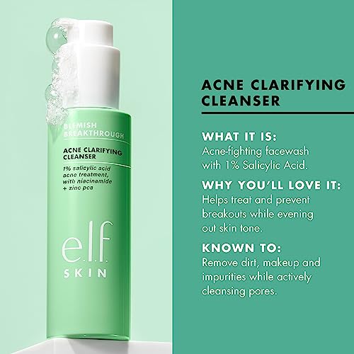 e.l.f. SKIN Blemish Breakthrough Acne Clarifying Cleanser, Facial Cleanser For Fighting Blemishes, Infused With Salicylic Acid, Vegan & Cruelty-Free