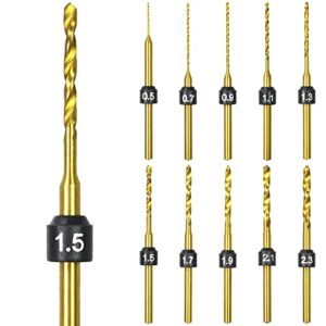 arrowmax mini twist drill bits set, size marked, 0.5mm-2.3mm, titanium coated high speed steel micro drill bits, 3/32-inch shank, hole drilling tool for diy, jewelry, amber, beads,copper, wood (set b)