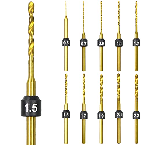 ARROWMAX Mini Twist Drill Bits Set, Size Marked, 0.5mm-2.3mm, Titanium Coated High Speed Steel Micro Drill Bits, 3/32-Inch Shank, Hole Drilling Tool for DIY, Jewelry, Amber, Beads,Copper, Wood (Set B)