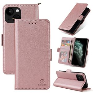 fepuli iphone 13 wallet flip case, iphone 13 case 6.1 inch with [shockproof tpu interior case] credit card holder, pu flip folio book full body protection iphone case wallet for iphone 13 (pink)
