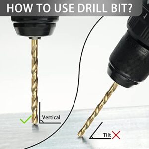 GMTOOLS 13Pcs Cobalt Drill Bits Set, M35 High Speed Steel, 135 Degree Tip, Twist Jobber Length Drill Bit Kit for Hardened Metal, Cast Iron, Stainless Steel, Plastic and Wood with Storage Case 1/16"-1/4"