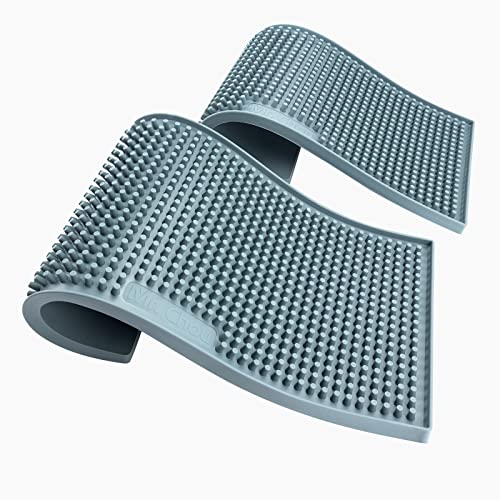 MR.CHOU Silicone Bar Mat, Thick Durable Dish Drying Mats for Kitchen Counter, Heat-Resistant & Food Safe Coffee Mat for Cafe Restaurants, 12" X 6" Dishwasher Safe Spill Mat, 2 PCS Gray