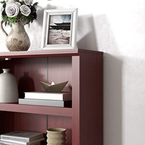 Panana Wooden Bookcase, 2/3/5 Tier Cube Shelves Adjustable Shelf Bookself Storage Organizer Display Shelf Free Standing Unit for Living Room Home Office (Cherry, 3-Tier)