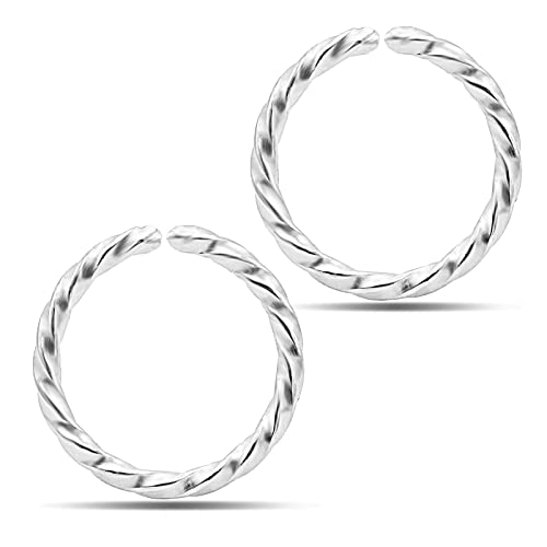 Small Twist Huggie Hoop Earrings for Women Girls, Sterling Silver Piercings Hoop Ring for Cartilage Nose Helix Conch Tragus 20 Gauge, 7mm