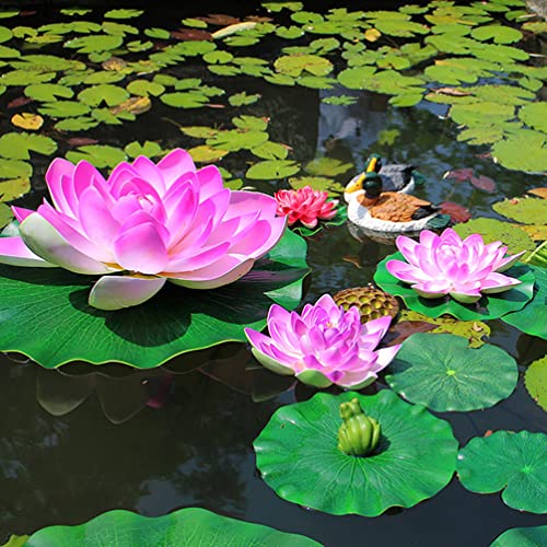 Hemoton Pond Plants Lilly Pads Resin Water Plant 3Pcs Artificial Floating Foam Leaves, Artificial Foliage Pond Decor (11inch/ 28cm) Floating Aquarium Plants Flower Plants Decor