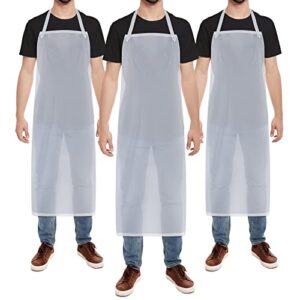 3 pieces heavy duty transparent pvc waterproof aprons unisex 47 inches clear plastic aprons vinyl aprons for dishwashing cooking grooming cleaning butcher work