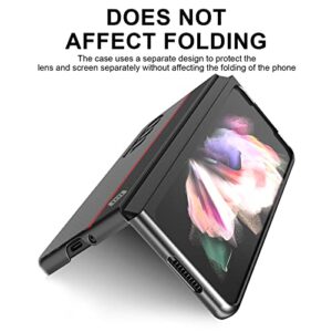 ZTOFERA for Samsung Galaxy Z Fold 3 5G Case,Carbon Fiber Premium PU Leather Ultra Thin Shookproof Anti-Fall Folding Screen Phone case Compatible with Samsung Galaxy Z Fold 3 5G(2021)-Black