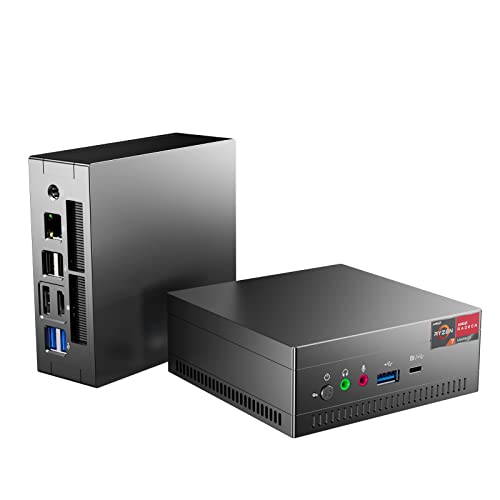 SkyBarium Mini PC AMD Ryzen 7 3750H (2.3Ghz up to 4.0GHz), Mini Computers with Windows 11, Small PC Support WiFi 5/BT 4.2/4K@60Hz Triple Display Output for Home/Business/Game.