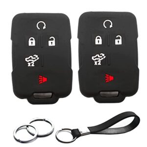 infipar 2pcs compatible with 2022 2021 2020 2019 chevy chevrolet silverado gmc sierra 1500 2500 3500 smart 5 buttons silicone fob key case cover protector keyless remote holder