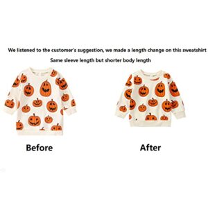 Toddler Kids Baby Girl Boy Halloween Outfit Pumpkin Sweatshirt Oversized Onesie Romper Sweater Matching Clothes (Sweatshirt Pumpkin,2-3T)