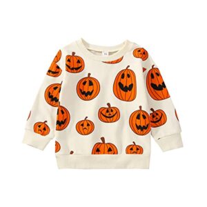 toddler kids baby girl boy halloween outfit pumpkin sweatshirt oversized onesie romper sweater matching clothes (sweatshirt pumpkin,2-3t)