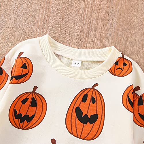 Toddler Kids Baby Girl Boy Halloween Outfit Pumpkin Sweatshirt Oversized Onesie Romper Sweater Matching Clothes (Sweatshirt Pumpkin,2-3T)