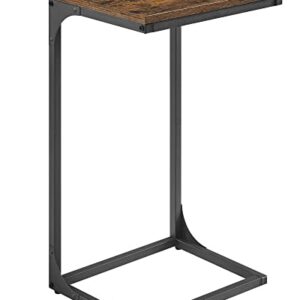 VASAGLE C-Shaped End Table, Side Table for Sofa, Couch Table with Metal Frame, Small TV Tray Table for Living Room, Bedroom, Rustic Brown and Black