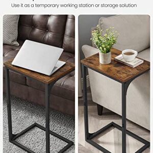 VASAGLE C-Shaped End Table, Side Table for Sofa, Couch Table with Metal Frame, Small TV Tray Table for Living Room, Bedroom, Rustic Brown and Black