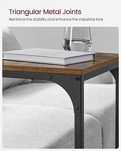 VASAGLE C-Shaped End Table, Side Table for Sofa, Couch Table with Metal Frame, Small TV Tray Table for Living Room, Bedroom, Rustic Brown and Black