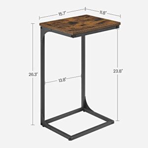 VASAGLE C-Shaped End Table, Side Table for Sofa, Couch Table with Metal Frame, Small TV Tray Table for Living Room, Bedroom, Rustic Brown and Black