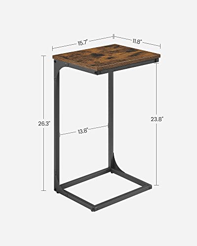 VASAGLE C-Shaped End Table, Side Table for Sofa, Couch Table with Metal Frame, Small TV Tray Table for Living Room, Bedroom, Rustic Brown and Black