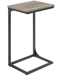 vasagle c-shaped end table, side table for sofa, couch table with metal frame, small tv tray table for living room, bedroom, greige and black