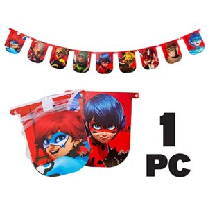 miraculous ladybug party banner – 1 banner - celebration, birthday party, toddlers - cat noir - party supplies - officially licensed(1 banner)