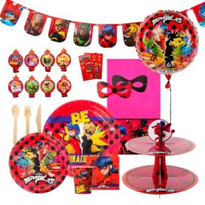 Miraculous Ladybug Party Balloon Set - 5 Count of 17 inch Foil Foil Balloons - Celebration, Birthday Party, Toddlers - Cat Noir - Party Supplies - Officially Licensed