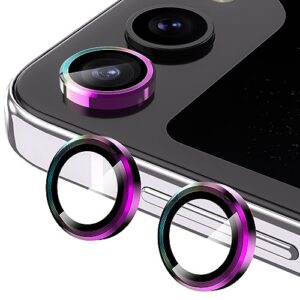 ywxtw camera lens protector for samsung galaxy z flip 5 accessories, individual anti scratch metal ring tempered glass camera screen protector for galaxy z flip 5/ z flip 4, 1 pack (multi-coloured)