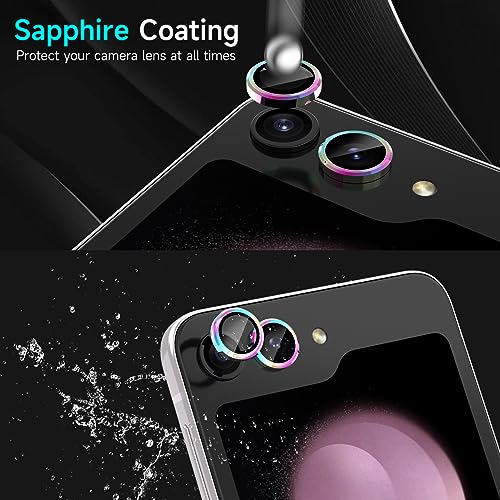 YWXTW Camera Lens Protector for Samsung Galaxy Z Flip 5 Accessories, Individual Anti Scratch Metal Ring Tempered Glass Camera Screen Protector for Galaxy Z Flip 5/ Z Flip 4, 1 Pack (Multi-Coloured)