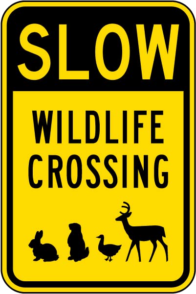 QKIODS Aluminum Metal Sign Slow Wildlife Crossing For Bars Club Restaurants Cafes Pubs