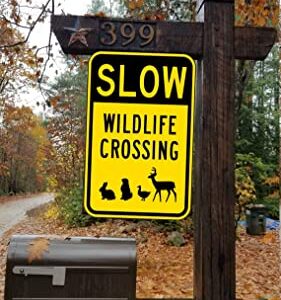 QKIODS Aluminum Metal Sign Slow Wildlife Crossing For Bars Club Restaurants Cafes Pubs