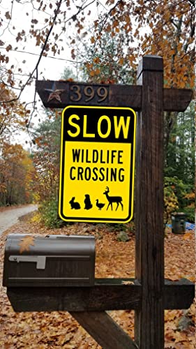 QKIODS Aluminum Metal Sign Slow Wildlife Crossing For Bars Club Restaurants Cafes Pubs