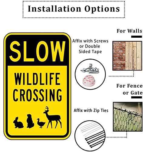 QKIODS Aluminum Metal Sign Slow Wildlife Crossing For Bars Club Restaurants Cafes Pubs