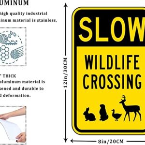 QKIODS Aluminum Metal Sign Slow Wildlife Crossing For Bars Club Restaurants Cafes Pubs