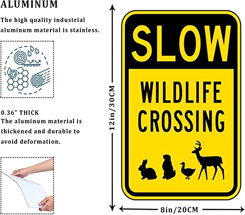 QKIODS Aluminum Metal Sign Slow Wildlife Crossing For Bars Club Restaurants Cafes Pubs