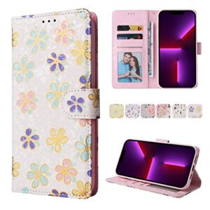 jgg iphone 13 pro max case wallet 3d flowers blossoming bronzing shell texture with rfid blocking magnetic clasp card slot holder protective shockproof cover for iphone 13 pro max wallet case