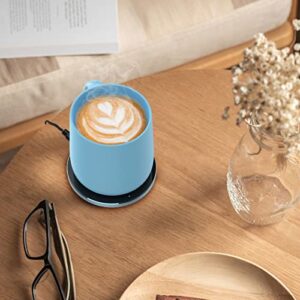 APEKX Auto On/Off Gravity-Induction Coffee Mug with Intelligent Temperature Control 113°F/45°C Cup Warmer Self-Heating with Wireless Charging Function Gifts for Home Office (Mug Included) Blue