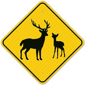 deer with fawn crossing sign, 18x18 inches, 3m aegp reflective.063 aluminum, fade resistant, made in usa by sigo signs